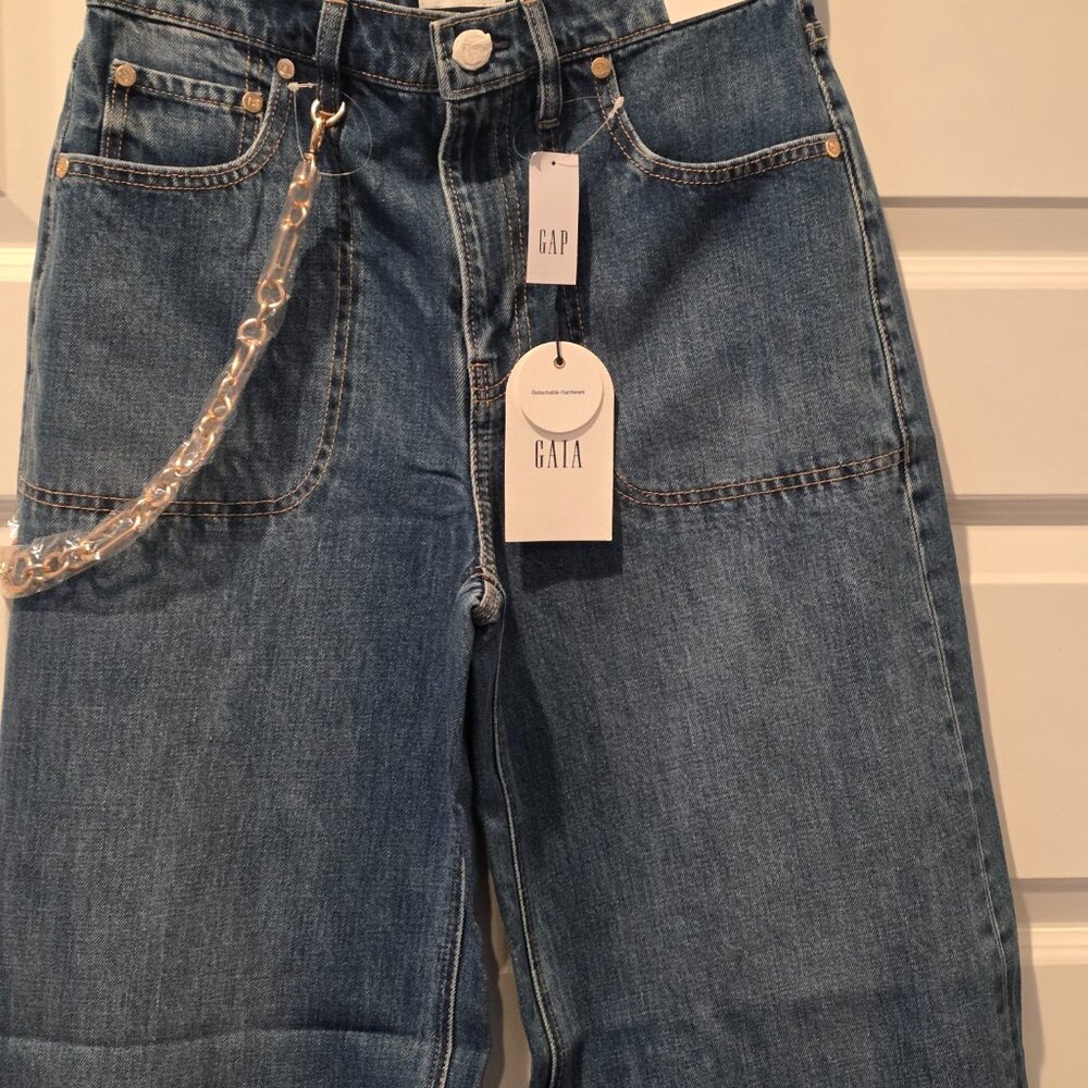 NWT: Gap × Cult Gaia High Rise Wide Leg Chain Jeans - Picture 8 of 9
